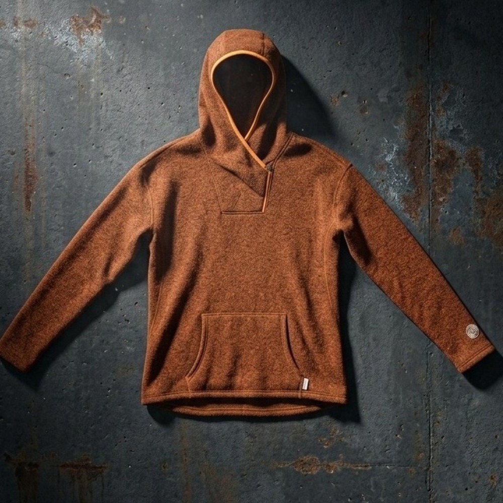 Stio Sweetwater Fleece Hoodie Womens XL Rust Brown Quarter Zip Pullover